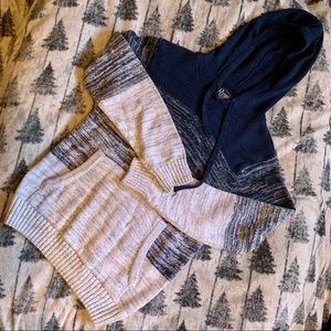 Men’s M Navy Gray Retrofit Brand Hooded Sweater